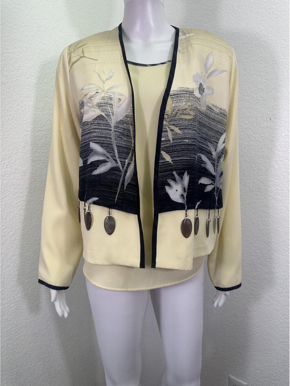 VTG 1990s Women’s Sz 12 City Girl 2-Piece Shirt & Blazer Artsy Old Money Office
